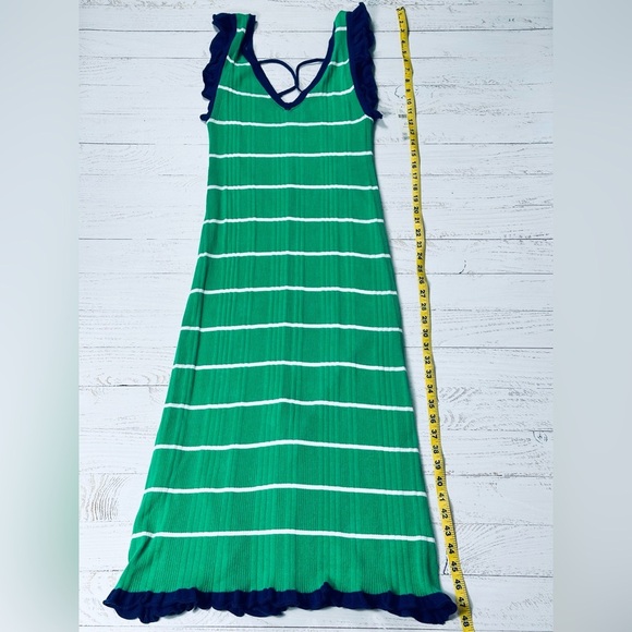 Anthropoligie NWT Daily Practice Green/Navy Striped Dress, Size Medium Petite - Picture 13 of 15